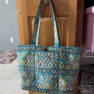 Vera Bradley Teal and Yellow Patterned Tote